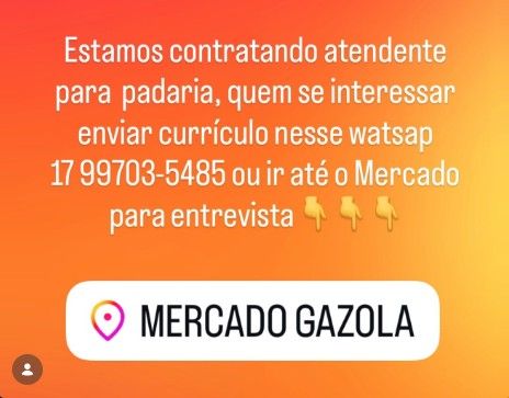 ATENDENTE DE PADARIA